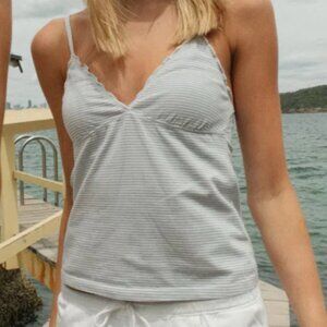 Brandy Melville Grey Heather V Neck Bow Tank Top OS
